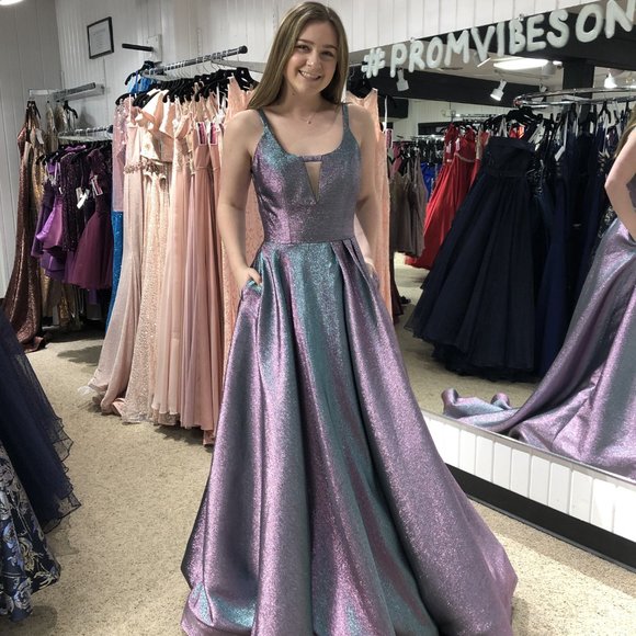 Ashley Lauren Two Tone Metallic A-Line Dress - Picture 5 of 6